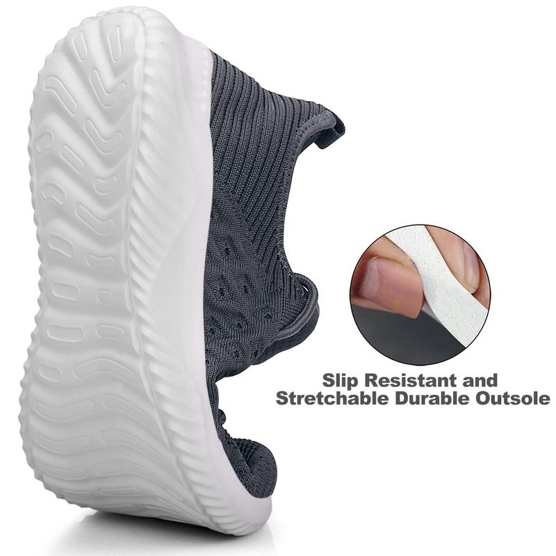 Feethit Womens Slip On Walking Shoes Non Slip Running Shoes Breathable Workout Shoes Lightweight Gym Sneakers Dark Grey Size 7.5 - Image 3